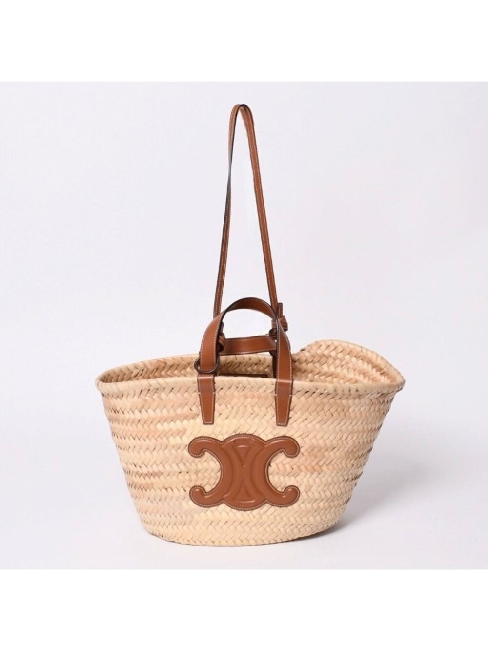 Celine La Chic Panier Raffia Calfskin 2-Way Handbag Basket Bag